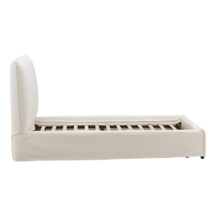 Orion Off-White Linen Bed, Queen, profile view