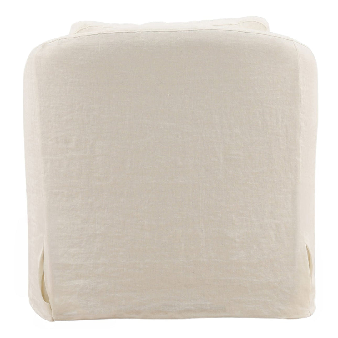 Amelle Linen Swivel Chair, Off White, back view