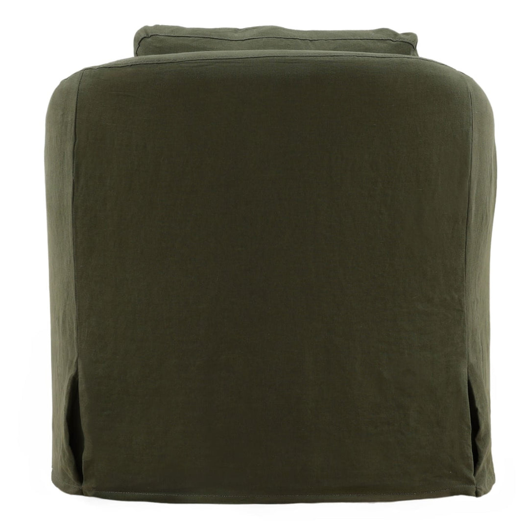 Amelle Linen Swivel Chair, Olive, back view