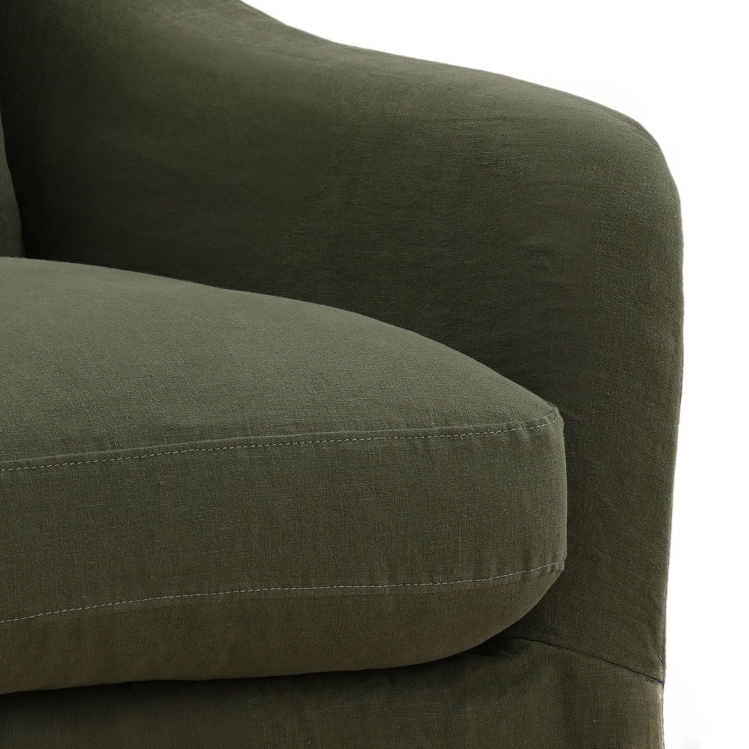 Amelle Linen Swivel Chair, Olive, detail 2 view
