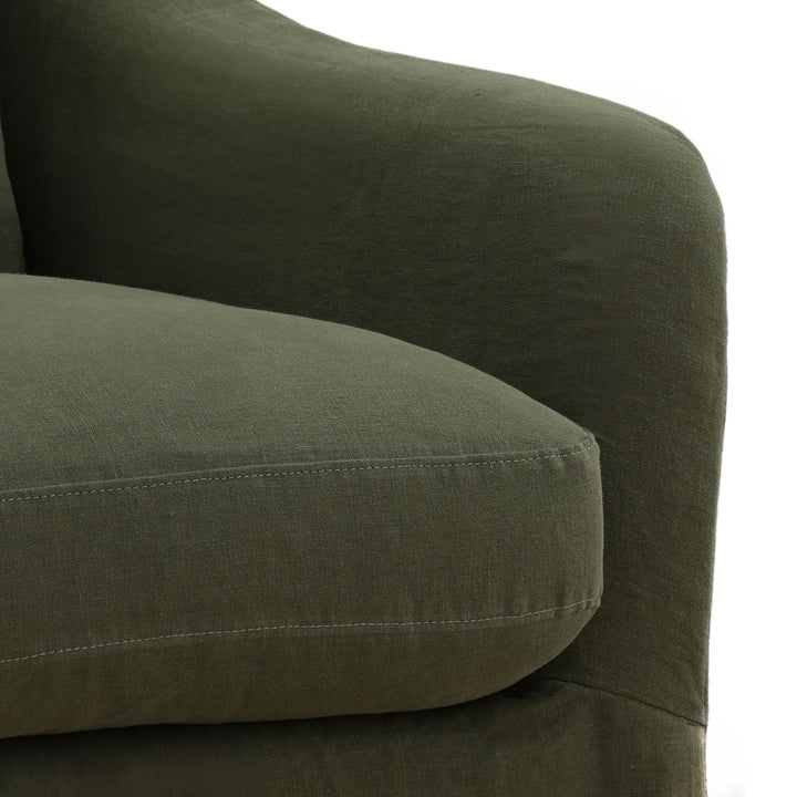 Amelle Linen Swivel Chair, Olive, detail 2 view