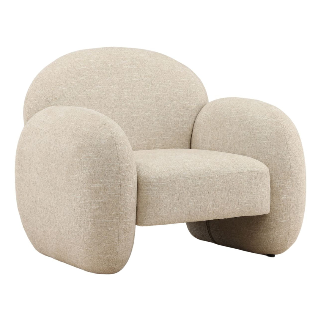 Noelle Textured Upholstery Lounge Chair, Cream, three-quarter studio view