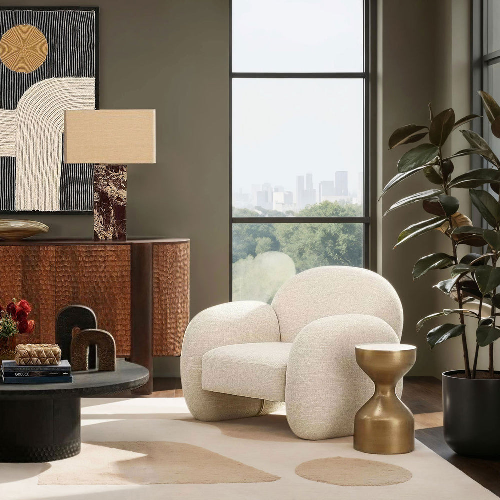 Noelle Textured Upholstery Lounge Chair, Cream, lifestyle view