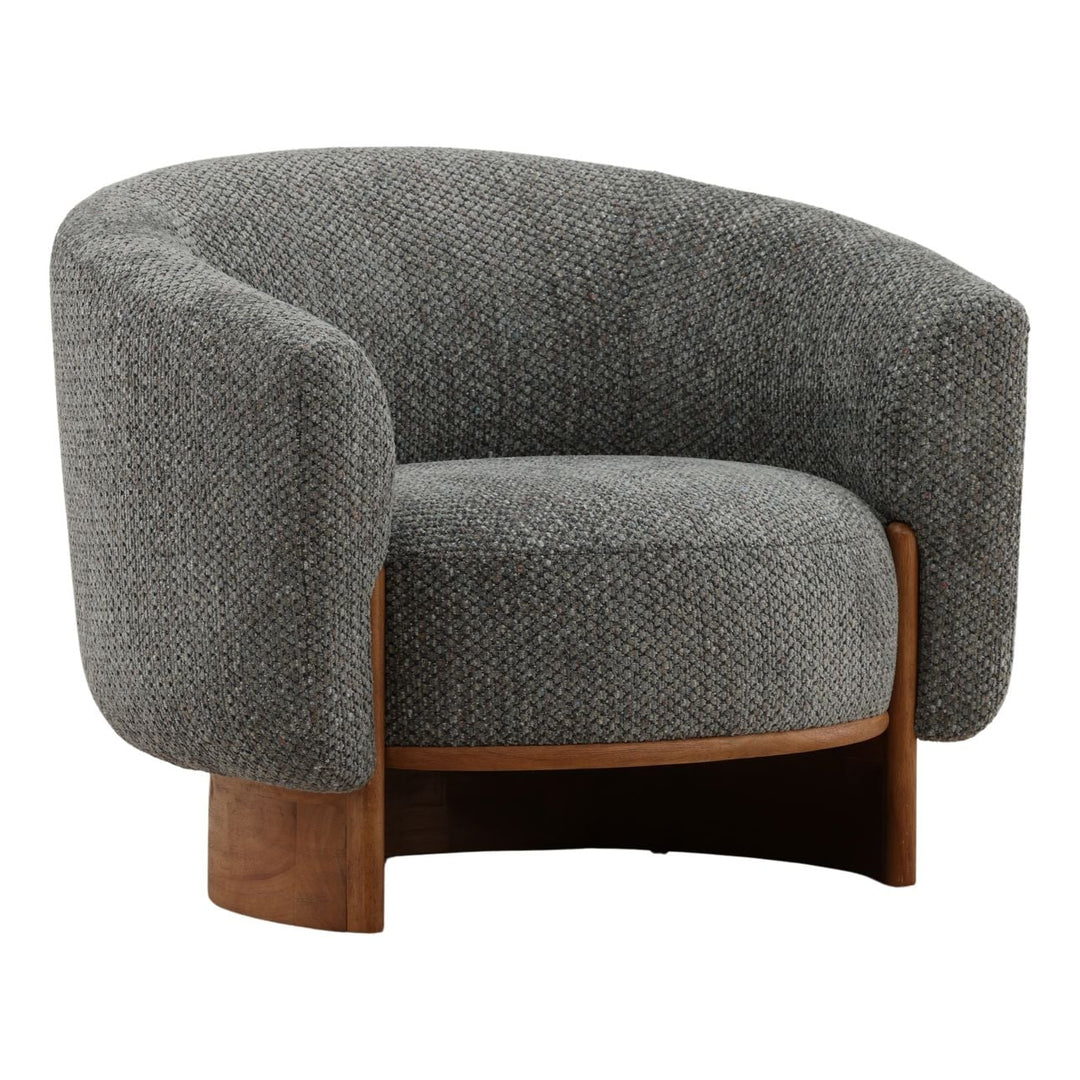 Lathen Patterned Upholstery Lounge Chair, Blue, three-quarter studio view