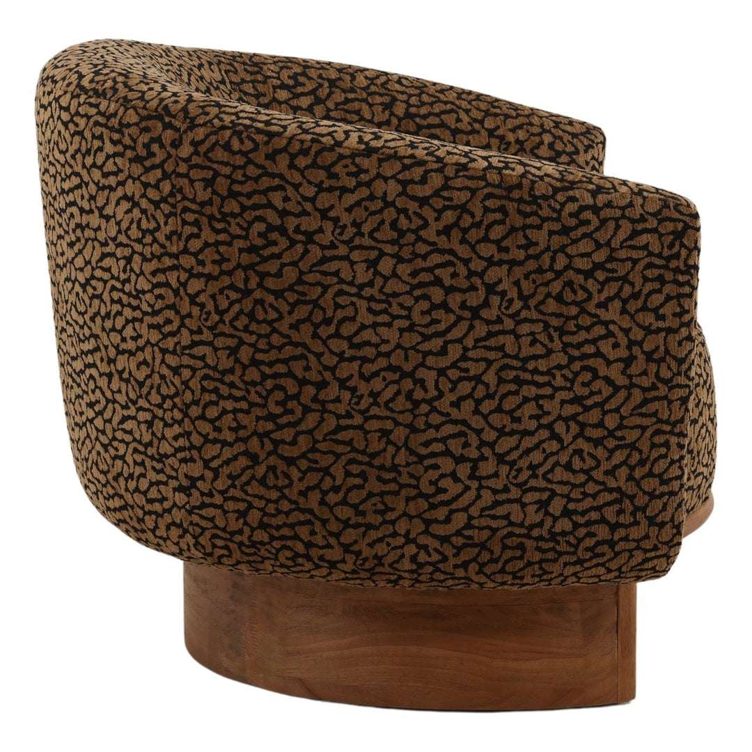 Lathen Patterned Upholstery Lounge Chair, Brown Print, profile view