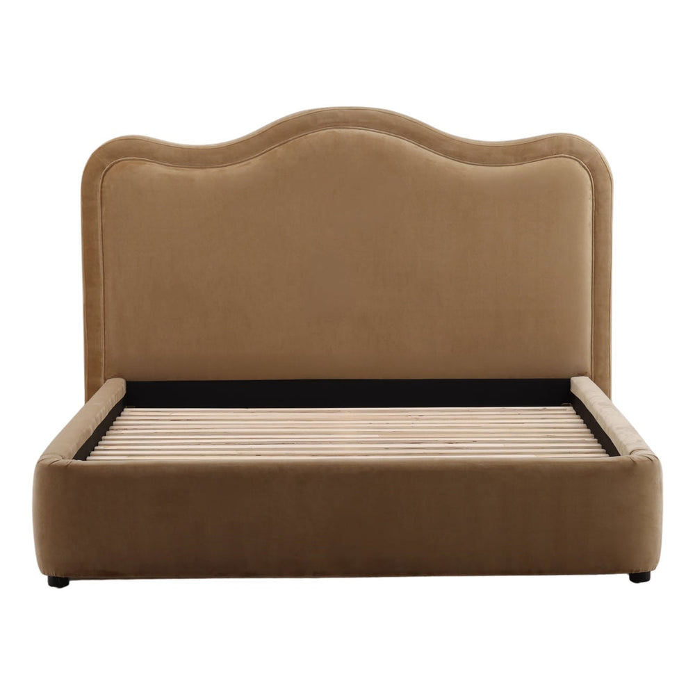 Sienna Camel Velvet Bed, front view