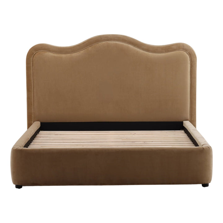 Sienna Camel Velvet Bed, front view