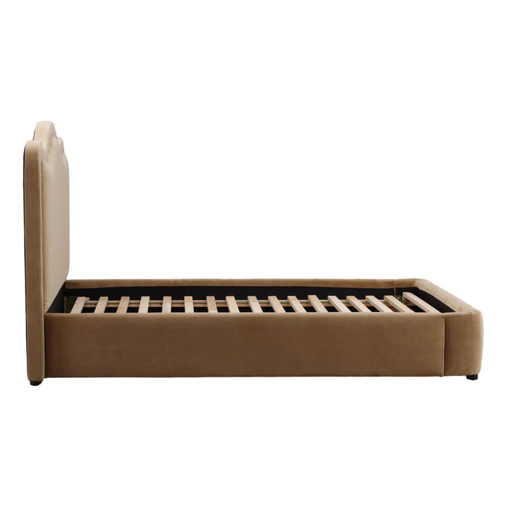 Sienna Camel Velvet Bed, profile view