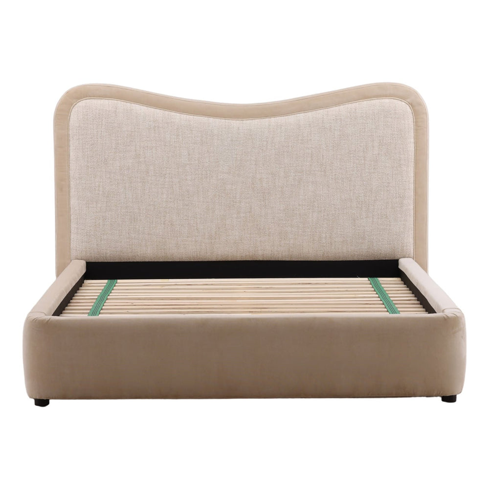 Monroe Velvet and Boucle Bed, front view