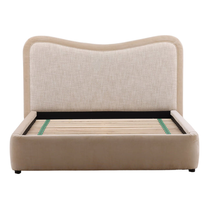 Monroe Velvet and Boucle Bed, front view