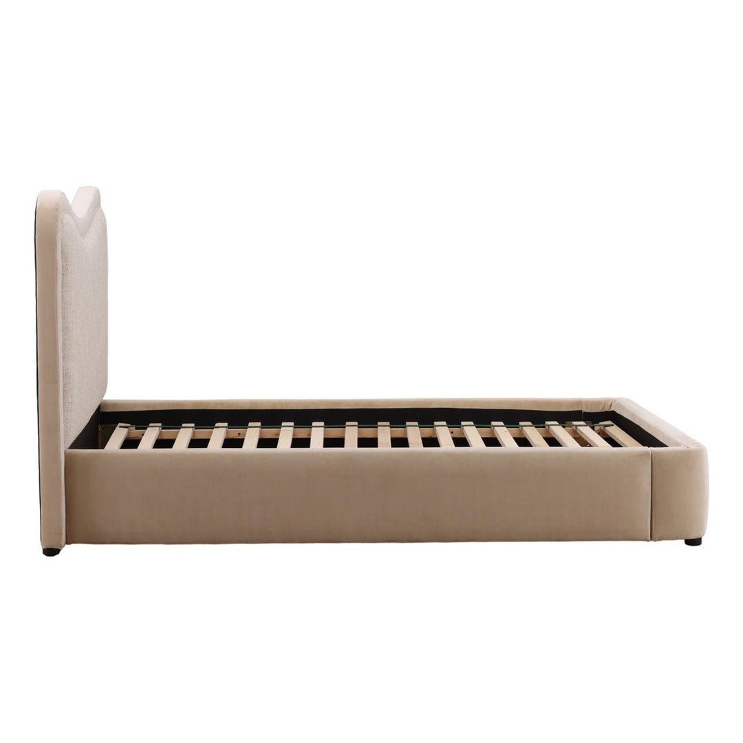 Monroe Velvet and Boucle Bed, profile view