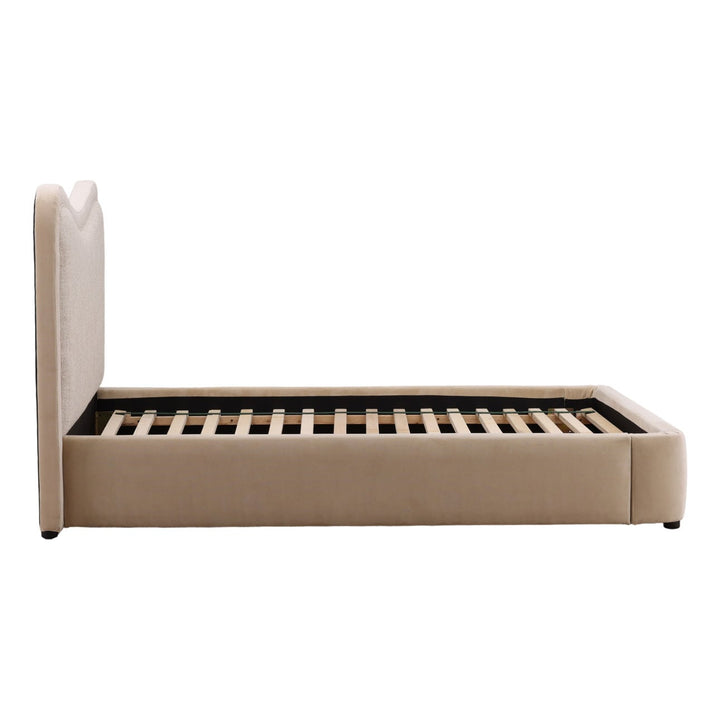 Monroe Velvet and Boucle Bed, profile view
