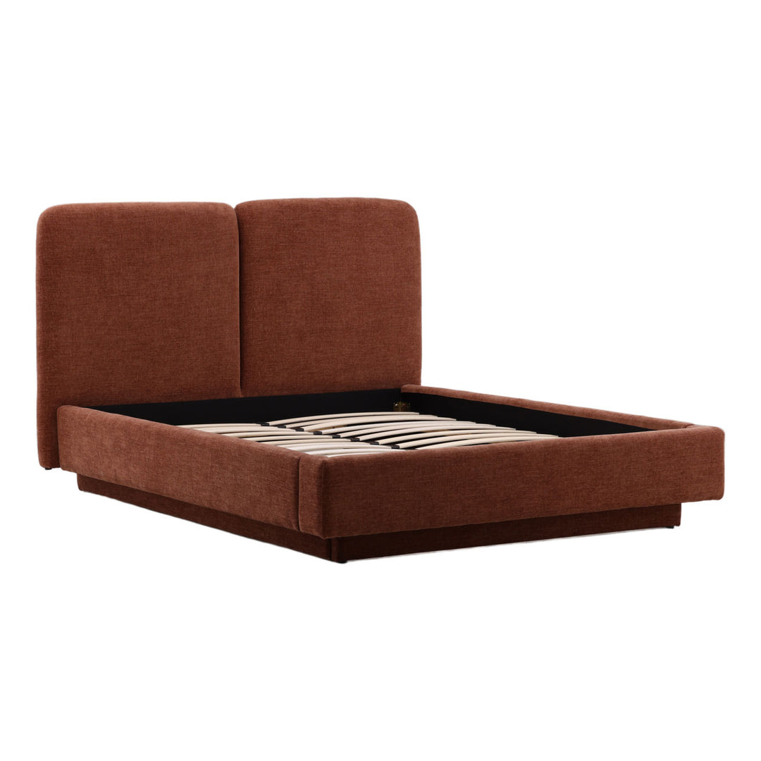 Briar Rust Upholstered Bed, back three quarter view