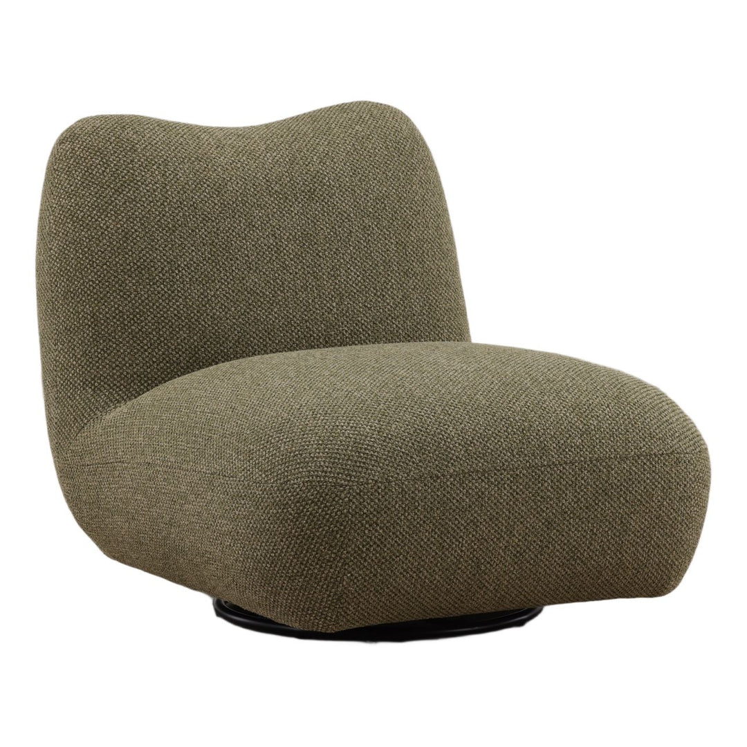 Wilder Green Chenille Swivel Chair, three-quarter studio view