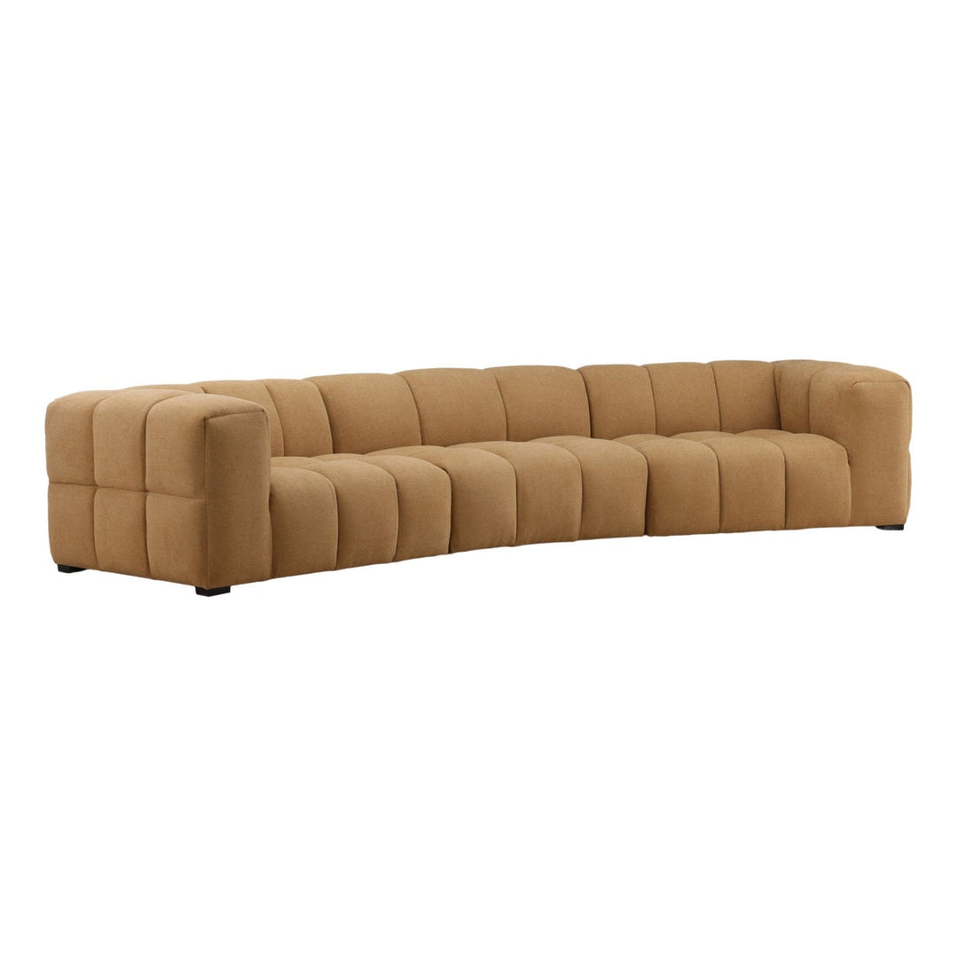 Tiellen Brown Woven Sofa, three-quarter studio view