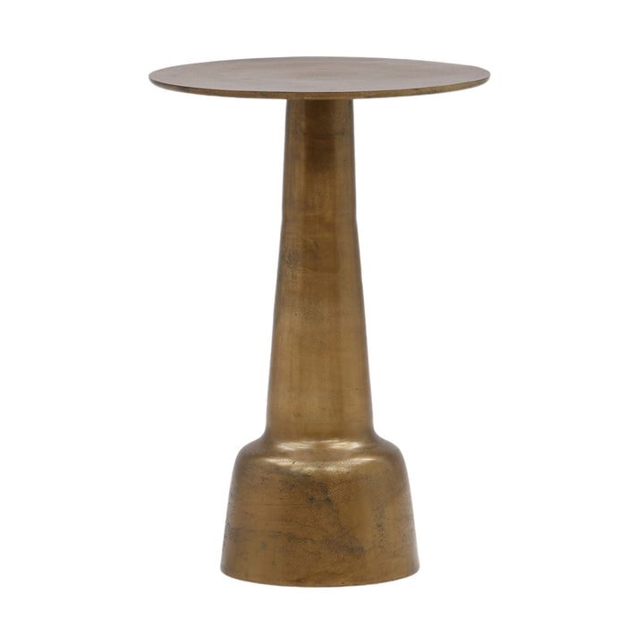 Galen Brass-Finish Side Table, 19" W × 29" H, three-quarter studio view