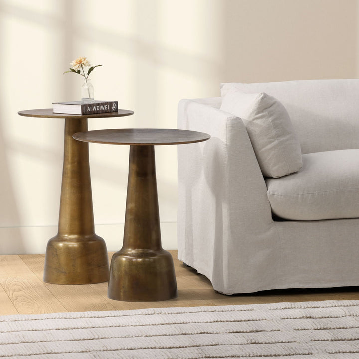 Galen Brass-Finish Side Table, 21.5" W × 26" H, manufacturer lifestyle setting