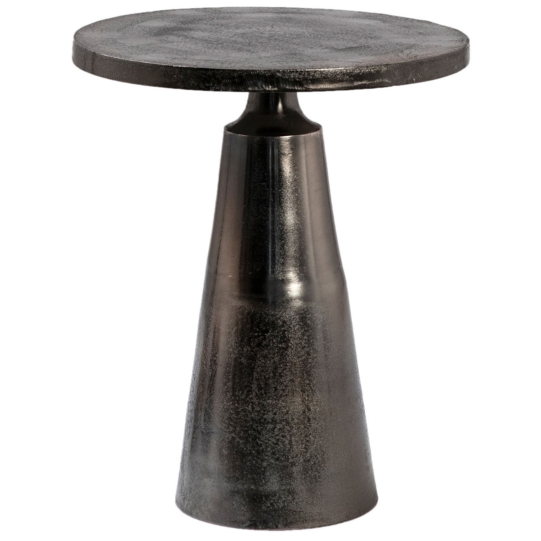Arden Aluminum Pedestal Side Table, three-quarter studio view
