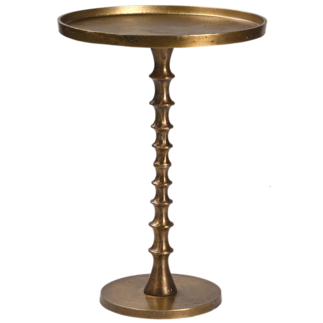 Braden Brass-Finish Side Table, three-quarter studio view