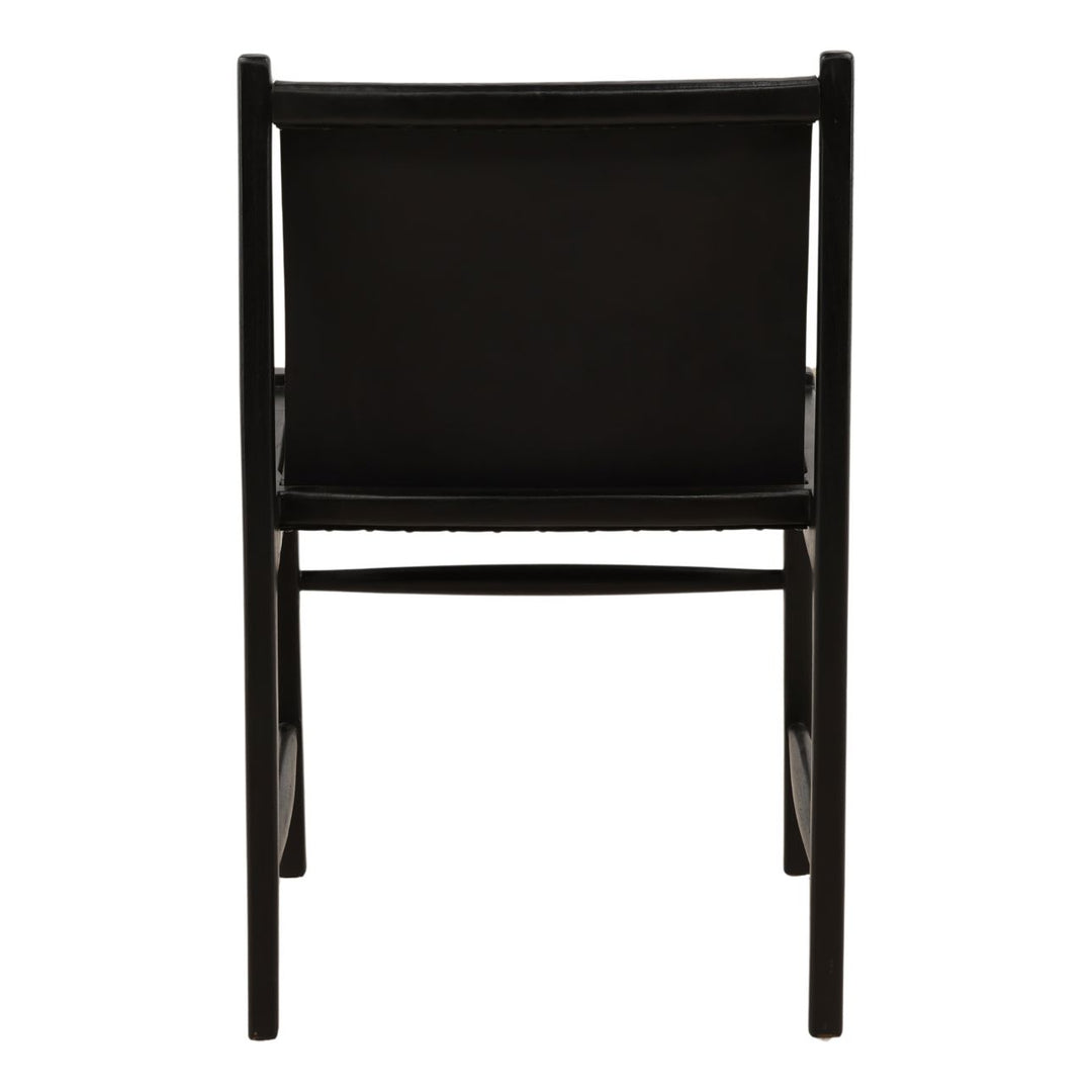 Celeste Black Leather and Teak Dining Chair, back view