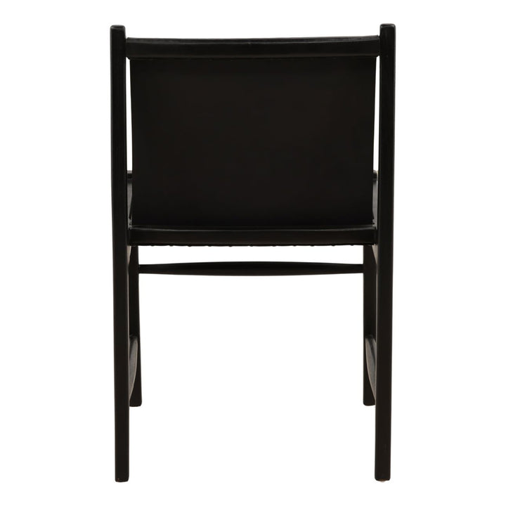 Celeste Black Leather and Teak Dining Chair, back view