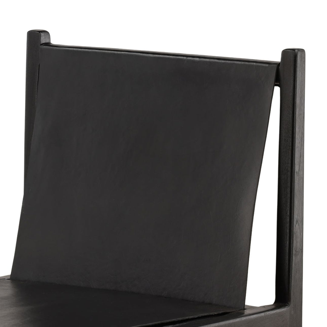 Celeste Black Leather and Teak Dining Chair, detail 2 view