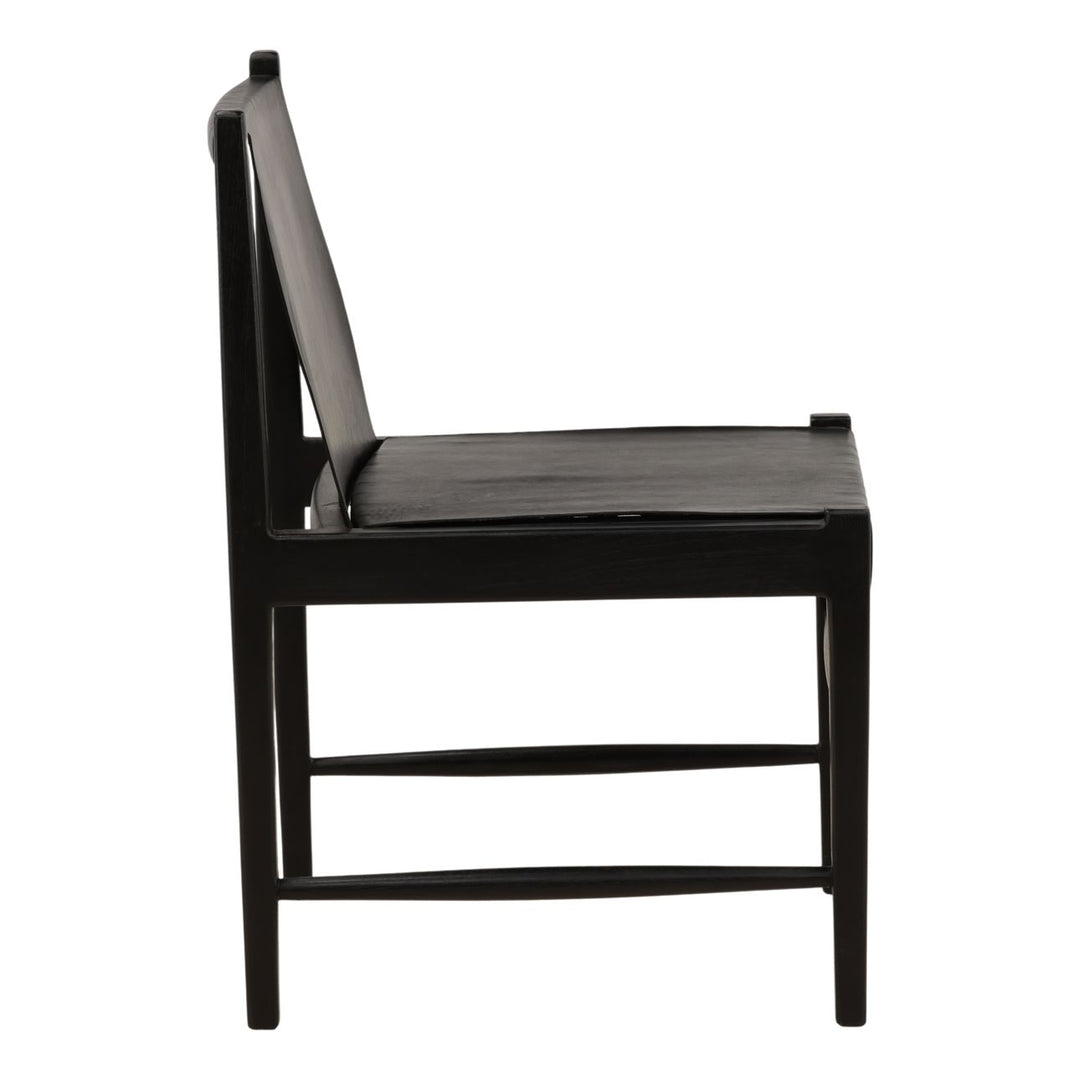 Celeste Black Leather and Teak Dining Chair, profile view