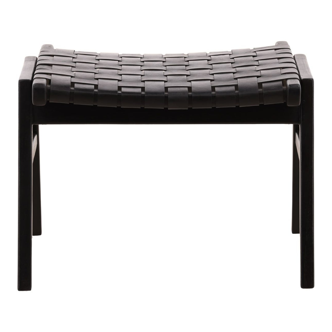 Lucia Leather Ottoman, front view