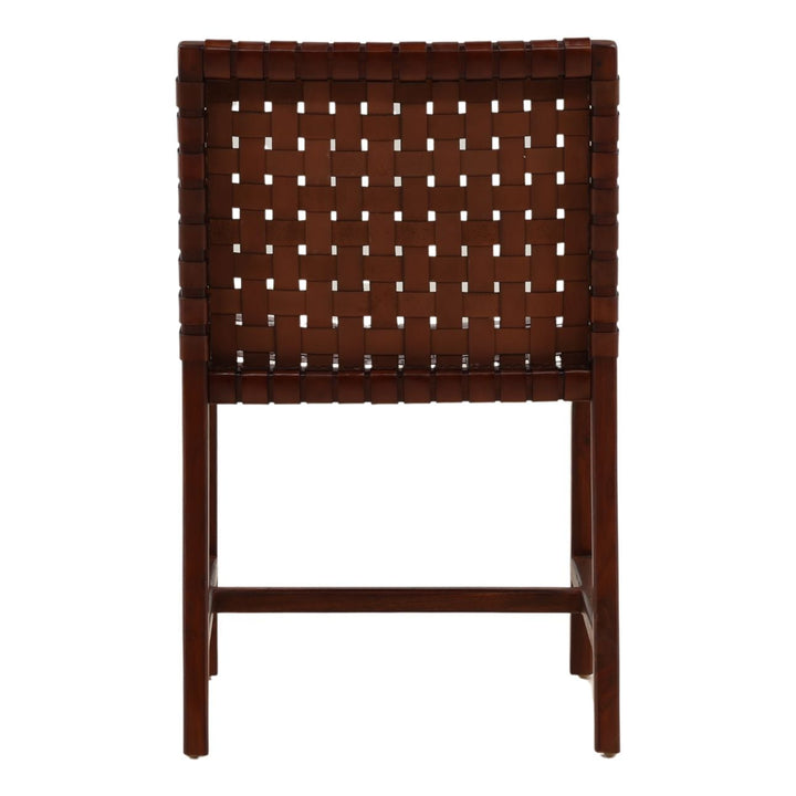 Benton Leather and Teak Dining Chair, Antique Brown, back view