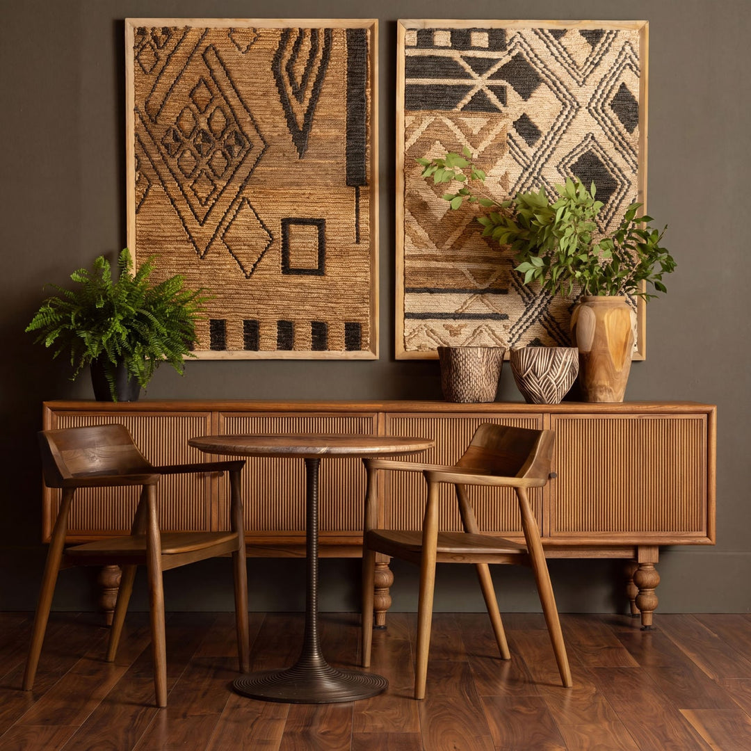 Leighton Leather and Teak Dining Chairs, Set of 2, Brown, alternate lifestyle view 2
