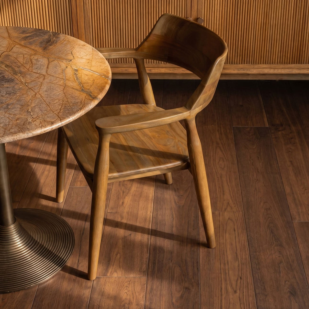 Leighton Leather and Teak Dining Chairs, Set of 2, Green, alternate lifestyle view 1
