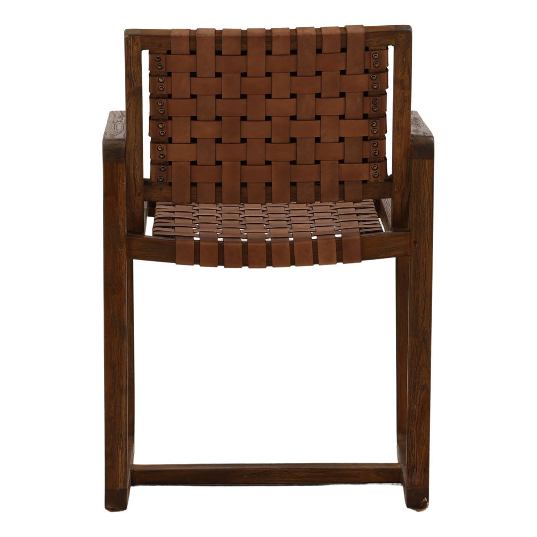 Ridley Leather and Teak Dining Chair, back view