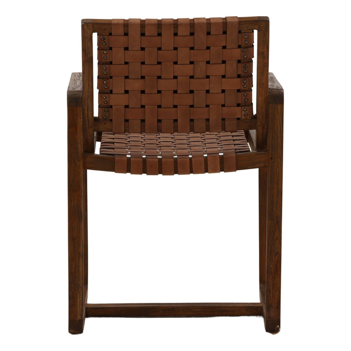 Ridley Leather and Teak Dining Chair, back view