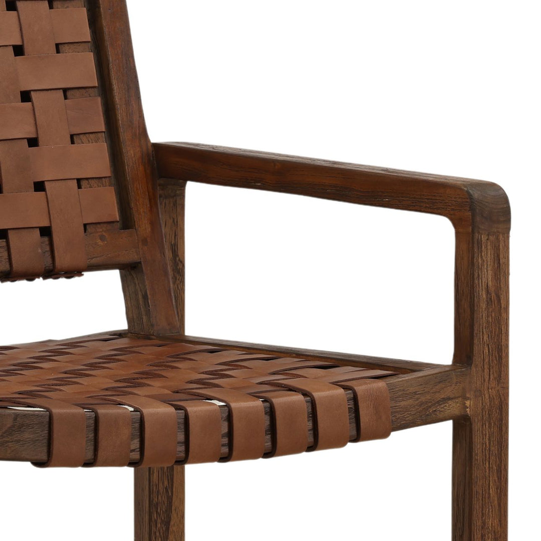 Ridley Leather and Teak Dining Chair, detail 2 view