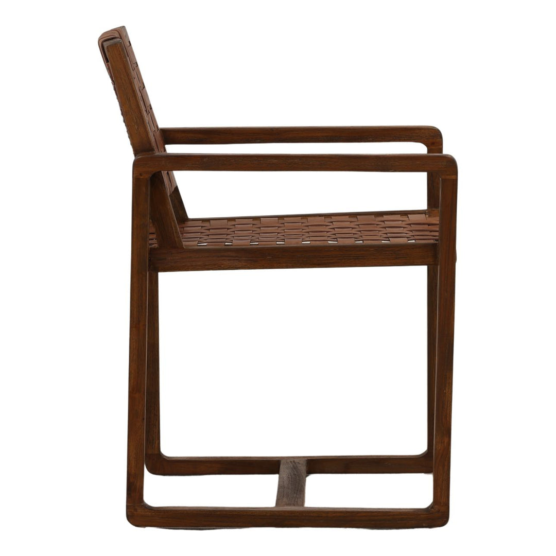 Ridley Leather and Teak Dining Chair, profile view