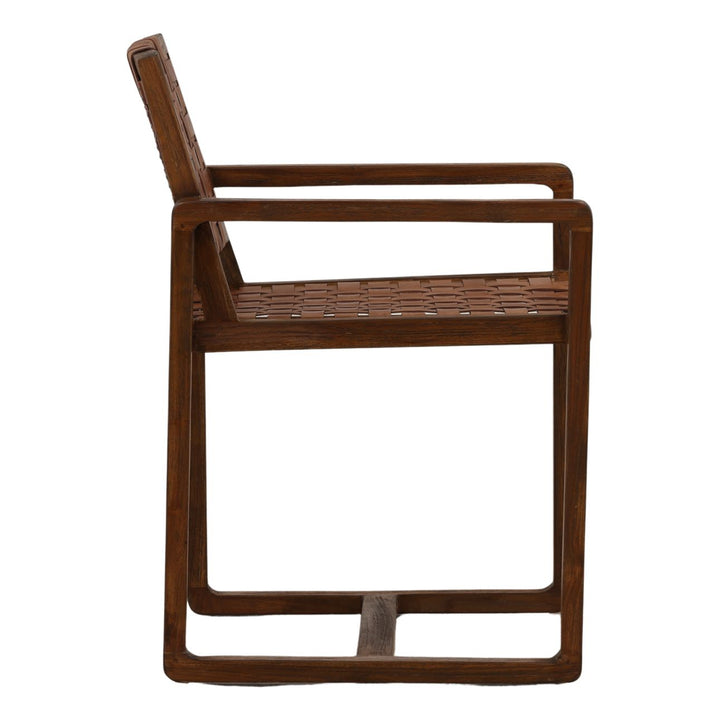 Ridley Leather and Teak Dining Chair, profile view