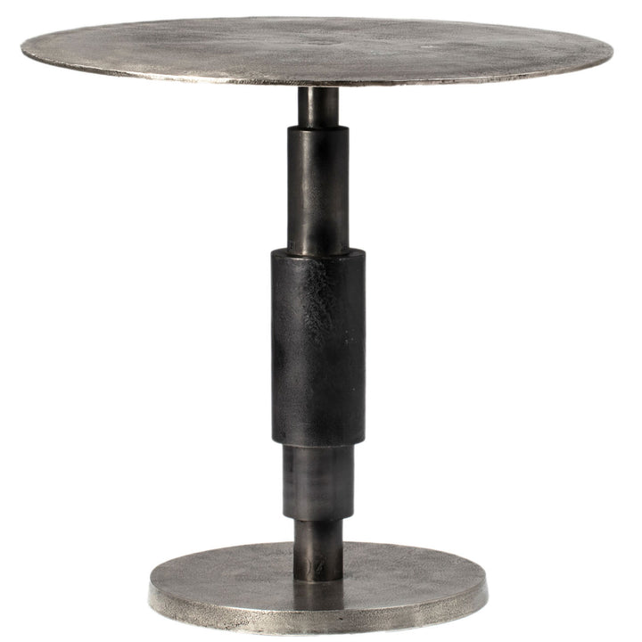 Higren Nickel Cast Aluminum Bistro Table, three-quarter studio view
