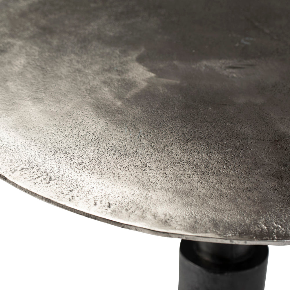 Higren Nickel Cast Aluminum Bistro Table, front view