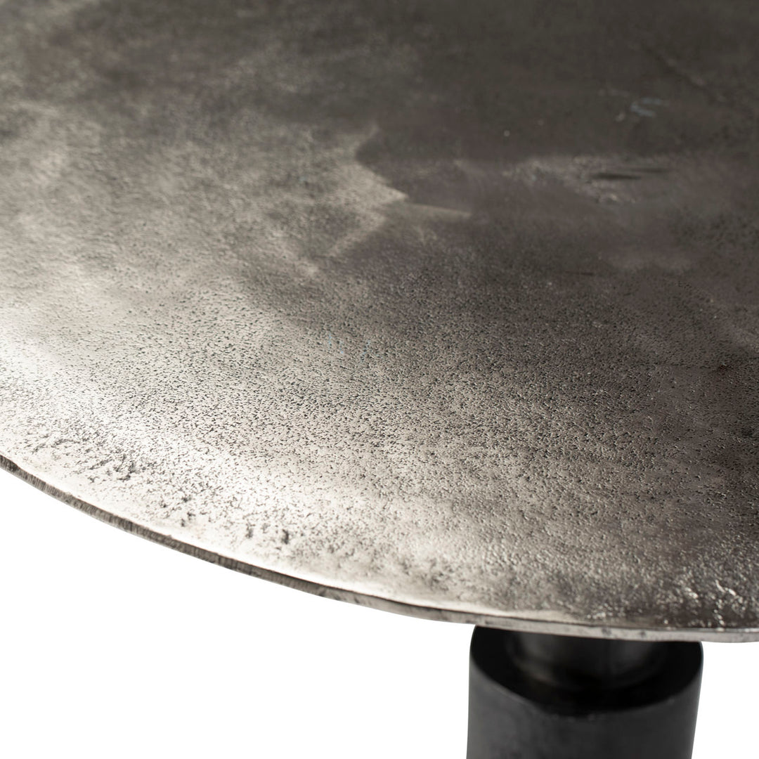 Higren Nickel Cast Aluminum Bistro Table, front view