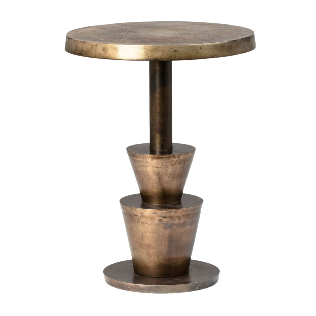 Kenna Brass-Finish Side Table, three-quarter studio view