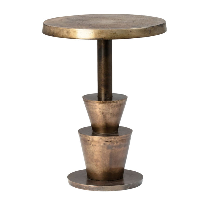 Kenna Brass-Finish Side Table, three-quarter studio view