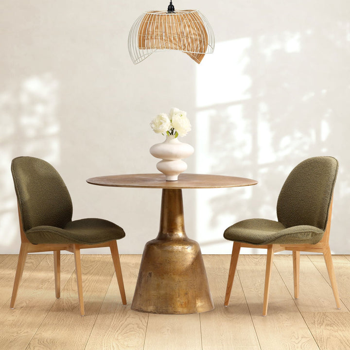Galen Antique Brass Dining Table, lifestyle view