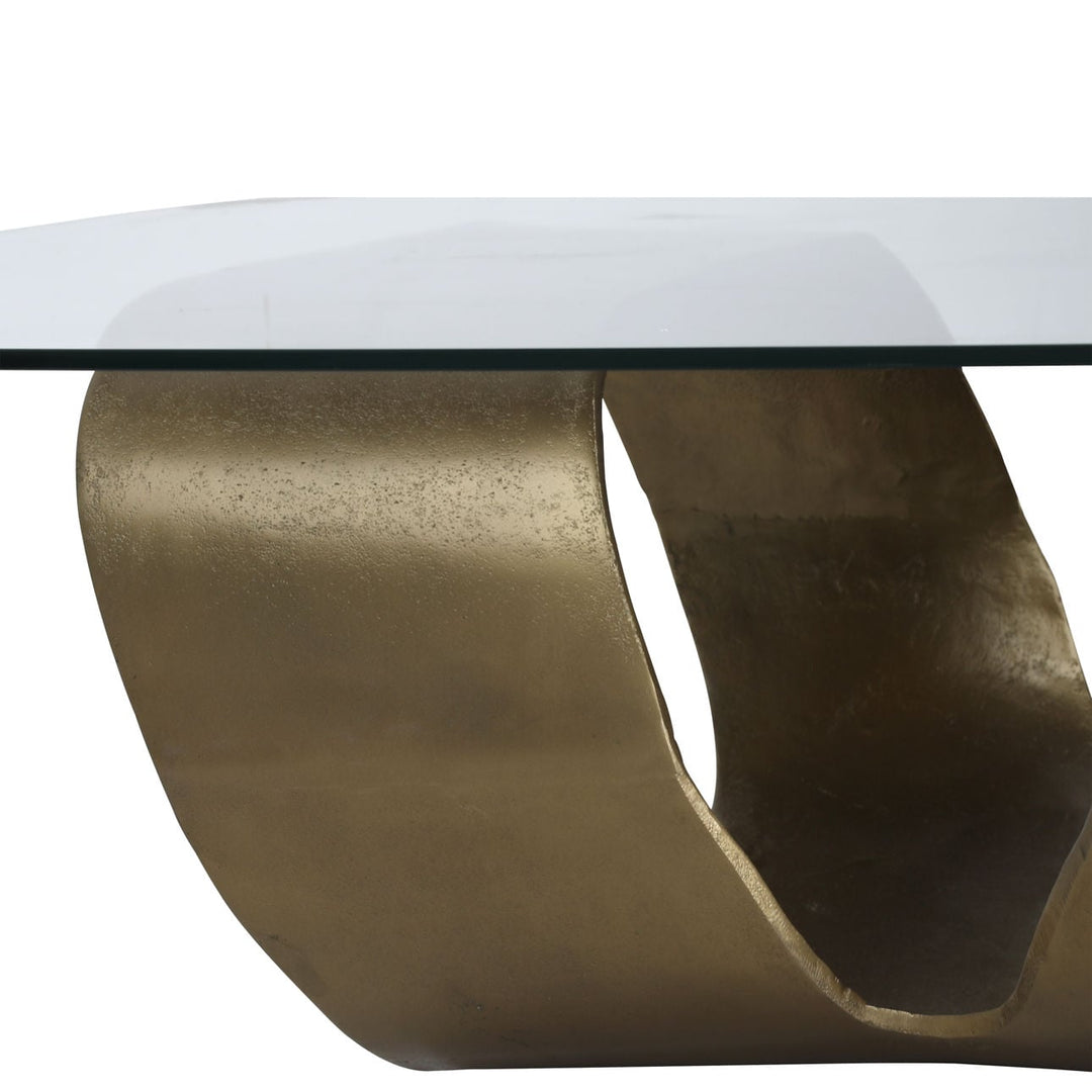Livia Glass and Metal Coffee Table, detail 1 view