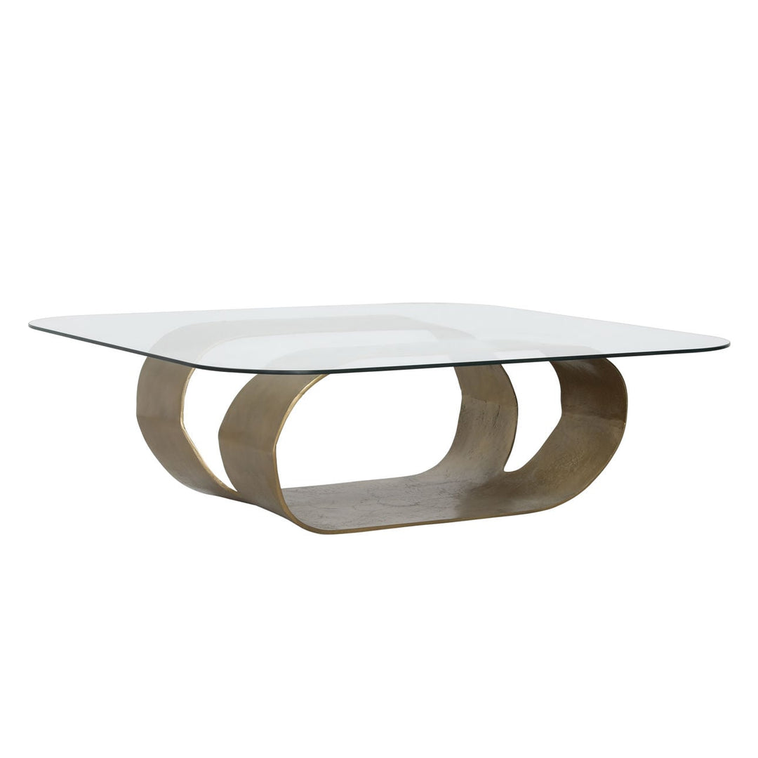 Livia Glass and Metal Coffee Table, three-quarter studio view