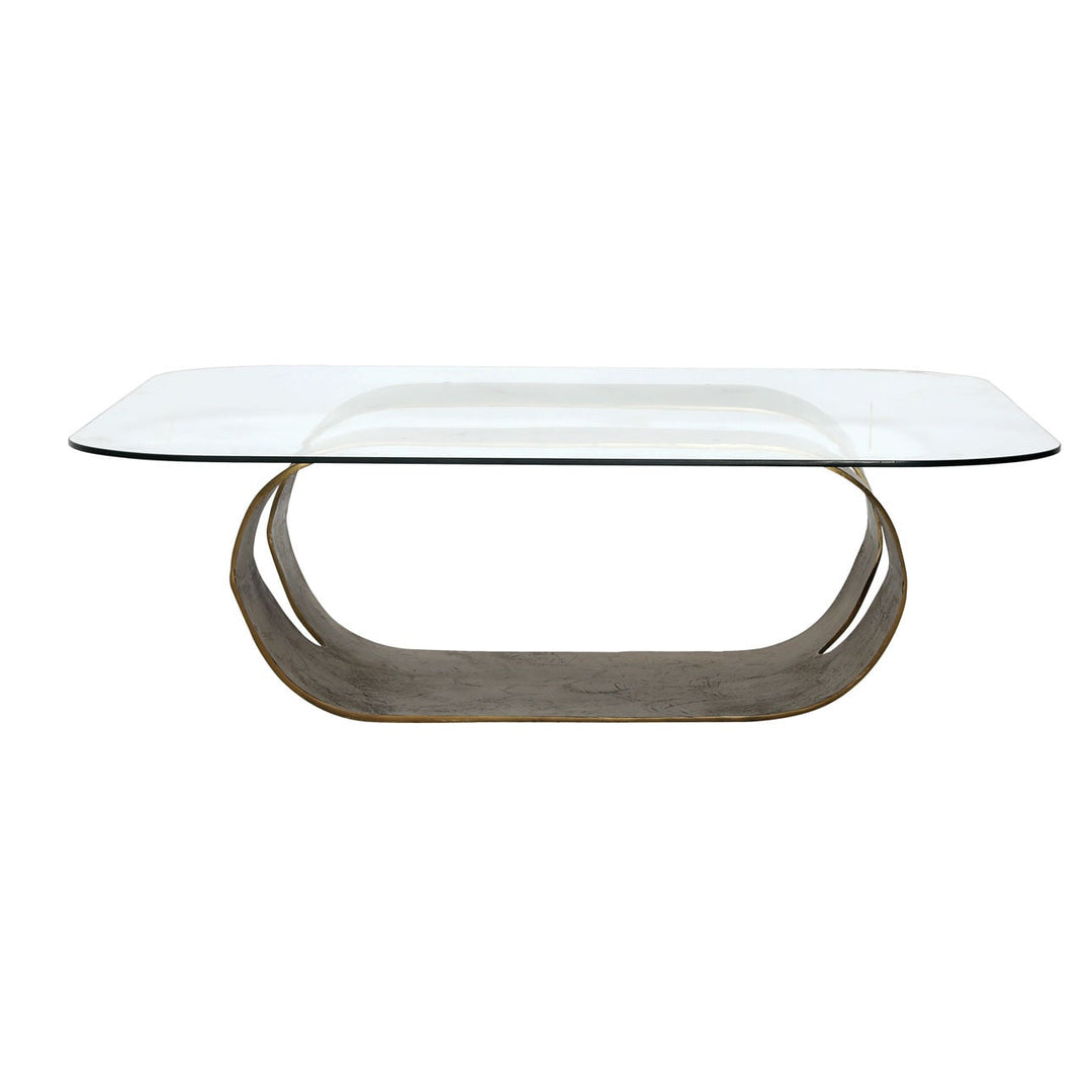 Livia Glass and Metal Coffee Table, front view
