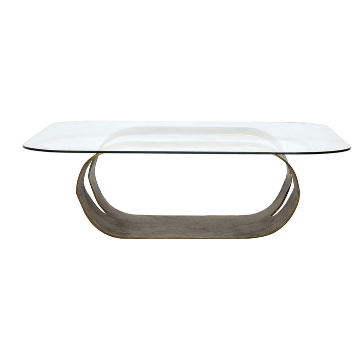 Livia Glass and Metal Coffee Table, front view