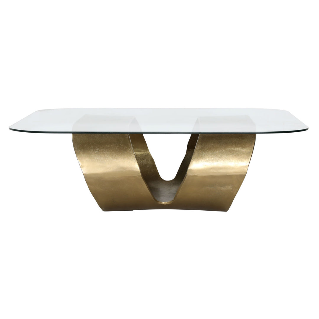 Livia Glass and Metal Coffee Table, profile view