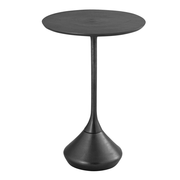 Mica Black Aluminum Side Table, 14" W × 20" H, three-quarter studio view