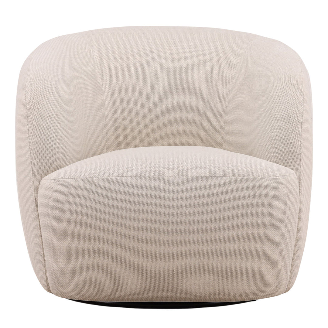 Millen Upholstered Swivel Chair, Cream, front view
