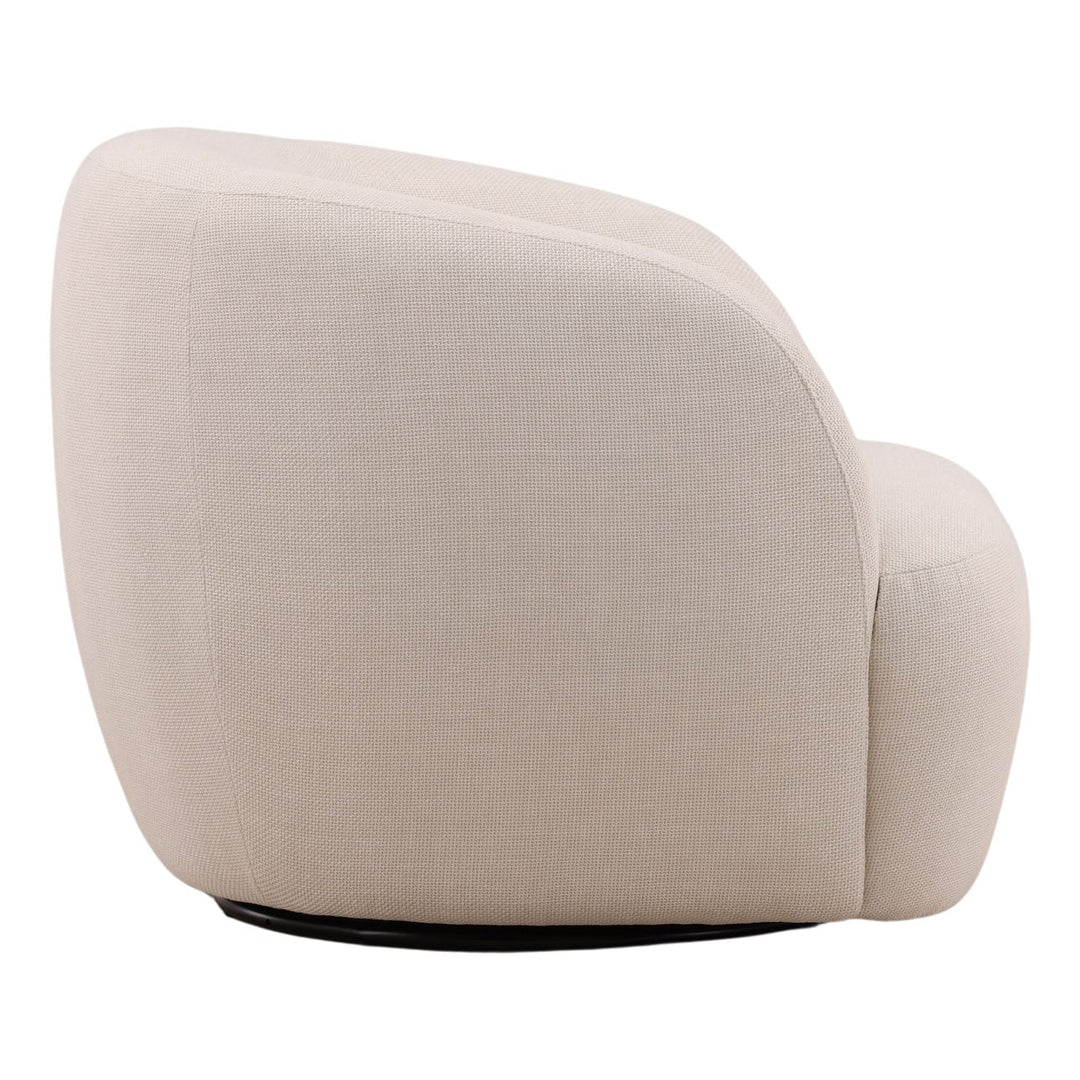 Millen Upholstered Swivel Chair, Cream, profile view